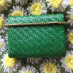 Vintage RODO Green Wicker Clutch